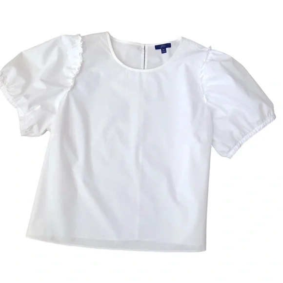 J. Crew White Puff-Sleeve Cotton Poplin Top - Picture 5 of 16